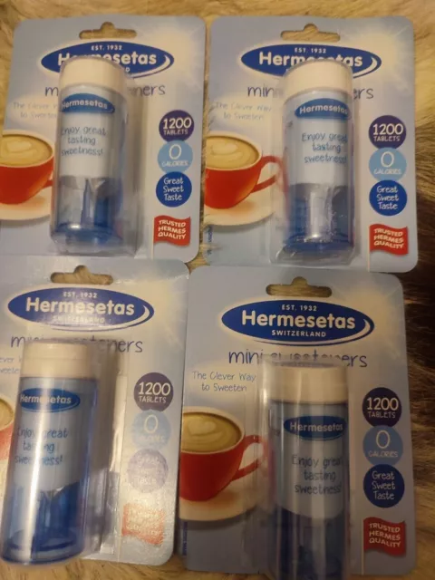 FOUR PACKS of Hermesetas Mini Sweeteners Tablets -  ( 1200 Tablets x 4 Packs )