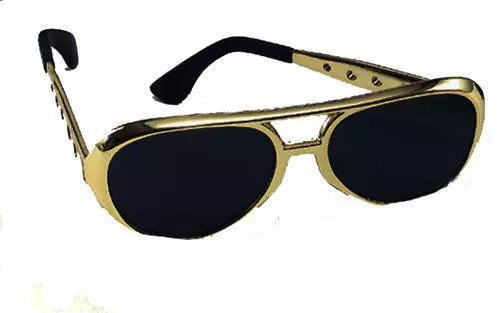 Gold Elvis Presley Sunglasses Glasses The King Pop Star Fancy Dress American 50s