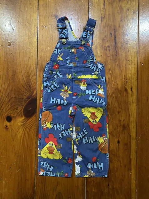 Vintage Liberty Hee Haw Denim Overalls Bibs Shorts 2T Made In USA 1970s 70s