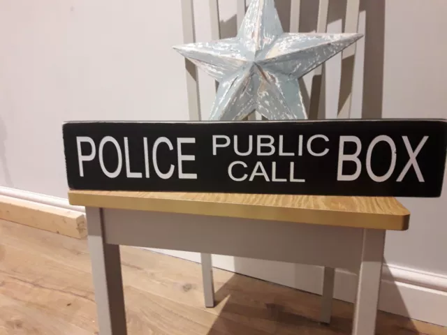 Dr who sign police public call box vintage gift kids room tardis wooden sign  3