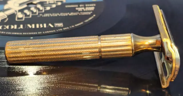 Gold Tone Silver Top 1932 Made in Canada Gillette Fat Handle Tech Double Razor