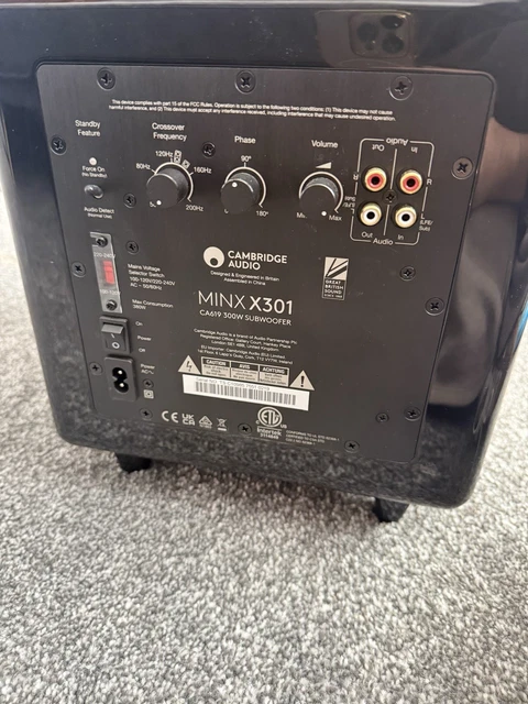 CAMBRIDGE AUDIO MINX X301 300W Wired Subwoofer Black Phase & Crossover ...