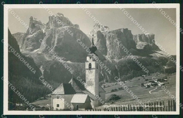 Bolzano Colfosco Gruppo Sella Chiesa Foto cartolina RB7270