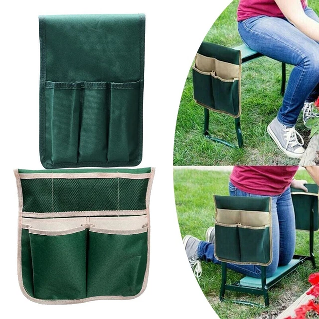 Green garden knee chair sturdy bench stool with tool bag incl.