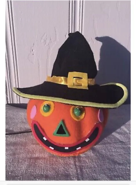 Vintage Gemmy Halloween Fiber Optic Light Color Changing Pumpkin Jack o Lantern