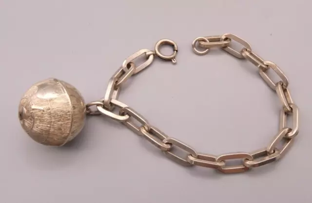 Armband Silber 835 klassisches altes Prachtstück Gehänge Weltkugel