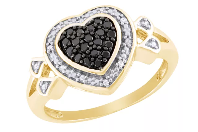 Diamond Heart Cluster Ring In 14k Yellow Gold Plated Sterling Silver 925