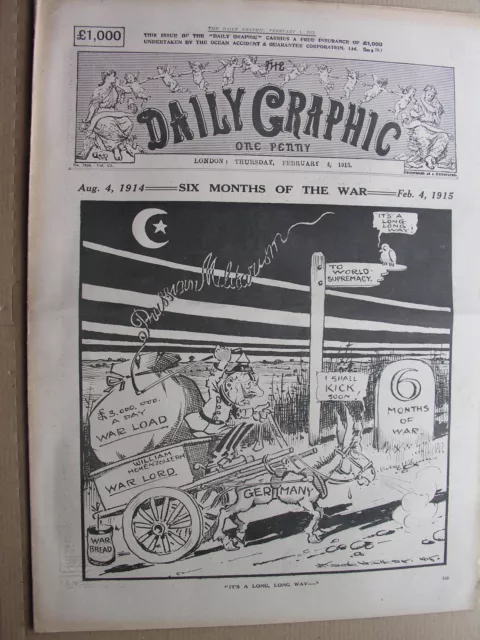 1915 February 4 DAILY GRAPHIC NEWSPAPER Slingsby Suit, Six Months, UnterseeBoote