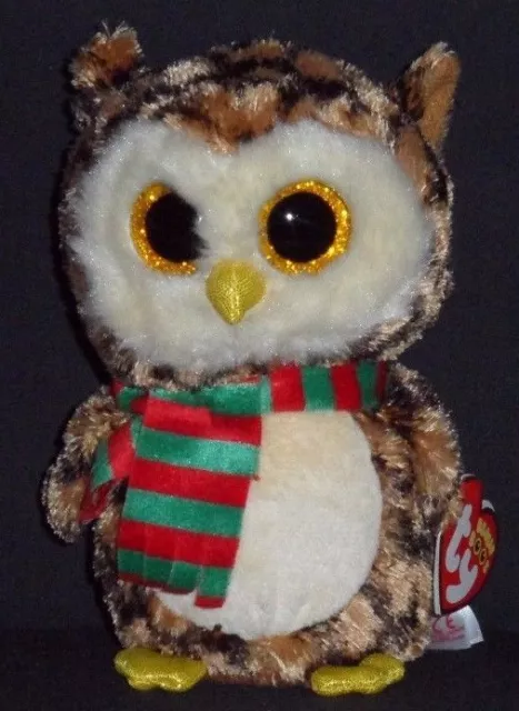 TY BEANIE BOOS - WISE the 6" HOLIDAY OWL - MINT with MINT TAG