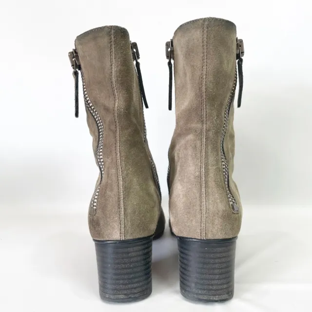CHLOE WOMENS 7.5 Ankle Boots Taupe Suede Distressed Double Zip Bootie ...