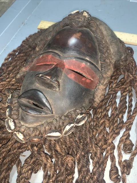 Dan Mask with Cowries and Rope Beard African mask great size OFFERS #14 3