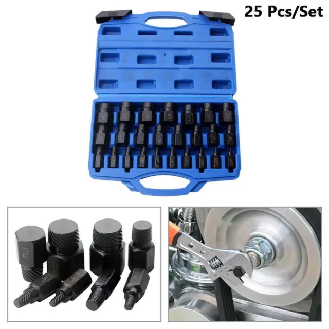 25X Screw Extractor Easy Out Drill Bits Broken Damaged Bolt Stud Remover Set