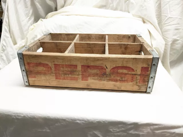 Pepsi Vintage Wood Crate 6 Bottle Leader Size Pepsi Cola Advertising Box