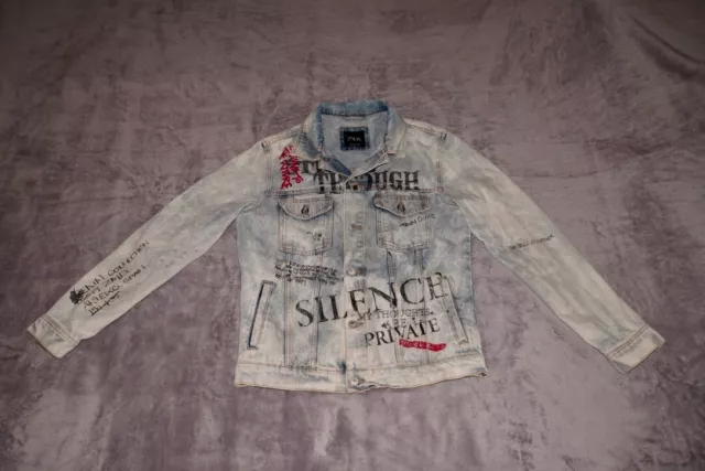 Zara Men’s Graffiti Acid Wash Denim Trucker Jacket / Size M