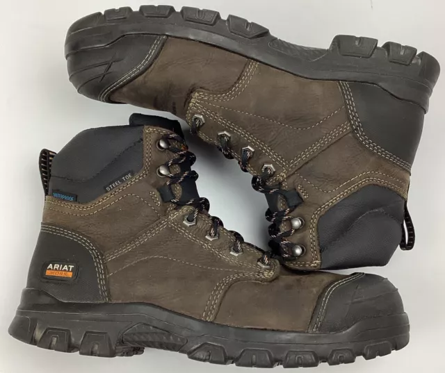 ARIAT TREADFAST 6& Leather Waterproof Steel Safety Toe Work Boots Size ...