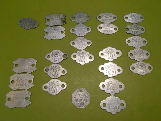 Vintage lot of 25 1960’s Dog Tag License Registration New York State NYS Lot 4/5