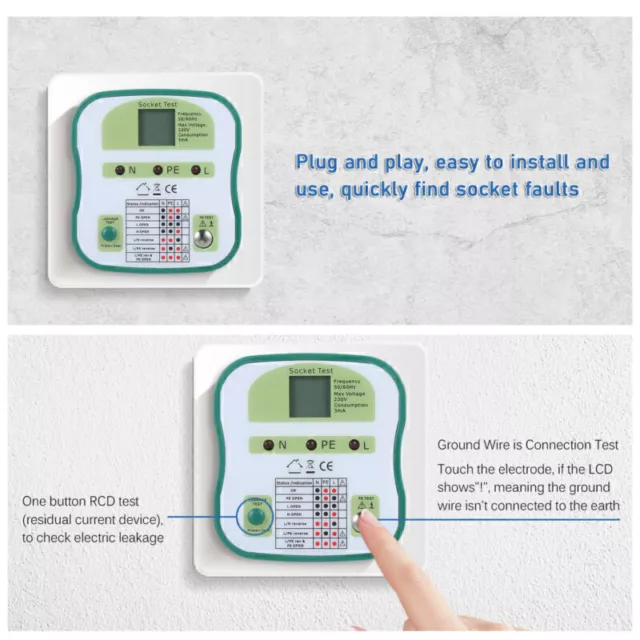 Smart Socket Tester Digital LCD Steckdosen Schutzschalter Finder RCD Test D H3E4 3