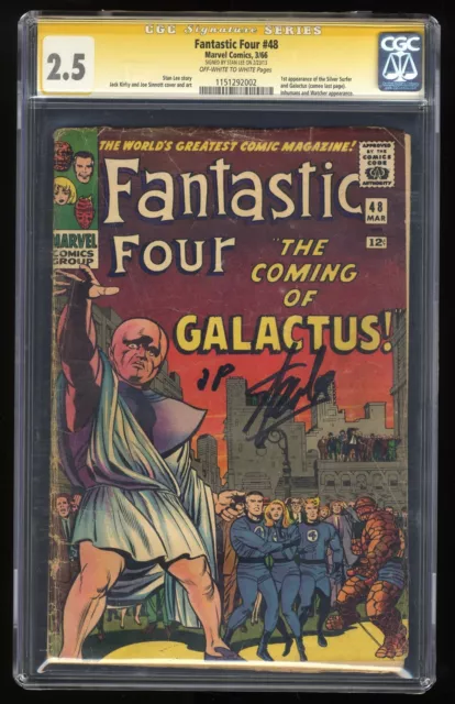 Fantastic Four #48 CGC GD+ 2.5 Signed Stan Lee! SS! 1st Galactus Silver Surfer!