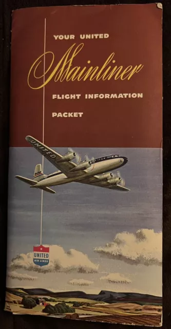 1949 United Airlines Flight Packet DC-6 Mainliner Hawaii Vintage Advertising
