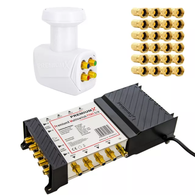 Sat-Multischalter 5/8 Switch Satelliten Multiswitch 8 Teilnehmer Quattro LNB 4K