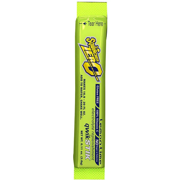 Sqwincher Qwik Stik Zero Single Serve, 0.11 oz Packs, 20 oz Yield, Lemon-Lime,