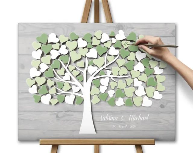 Gästebuch Hochzeit personalisiert Fingerabdruckbaum Leinwand