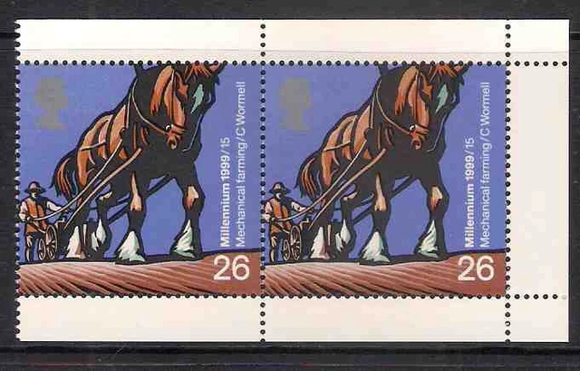 GB 1999 sg2108a Horse Drawn Seed Drill Farmers Tale Booklet Pane MNH