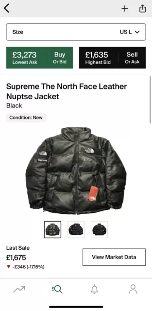 Supreme The North Face Leather Nuptse Jacket Black