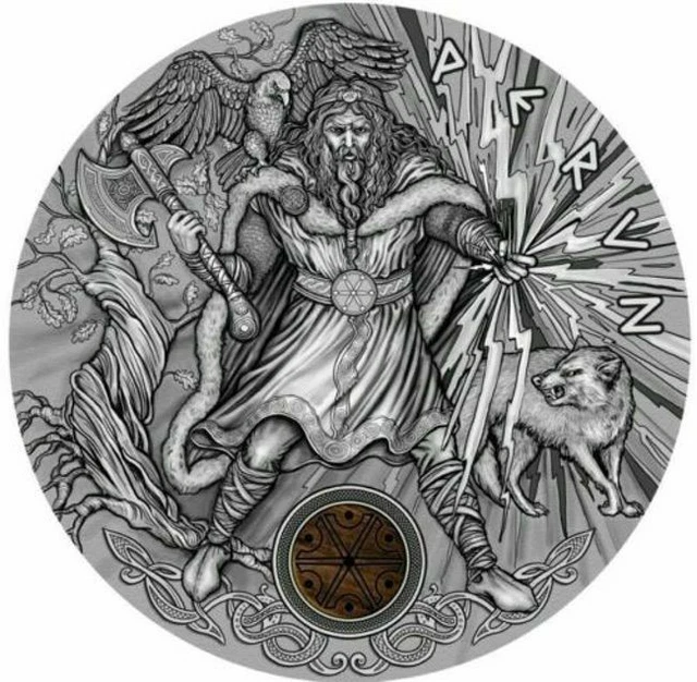 2018 Niue 2 oz Antique Silver Slavic Gods: Perun God of Thunder