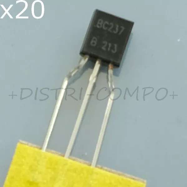 BC237B Transistor NPN 45V 100mA TO-92 Hottech RoHS (lot de 20)