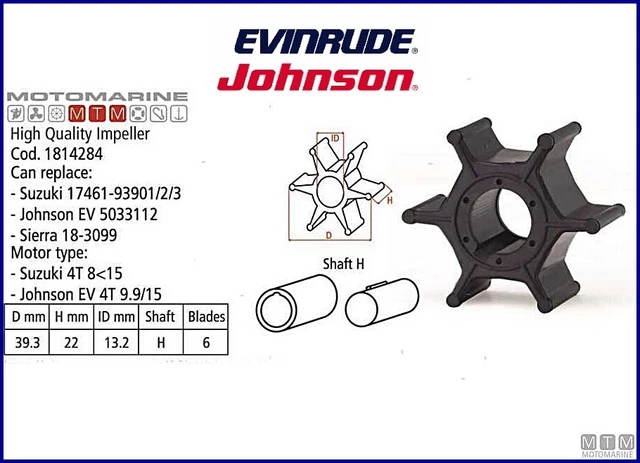 Girante Pompa Acqua Per Johnson Evinrude 9.9/15HP - Ricambio 386084 - Foto 14
