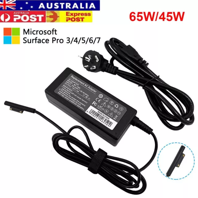 For Microsoft Surface Pro 7 3 4 5 6 Power Supply Adapter 65W 44W Laptop Charger