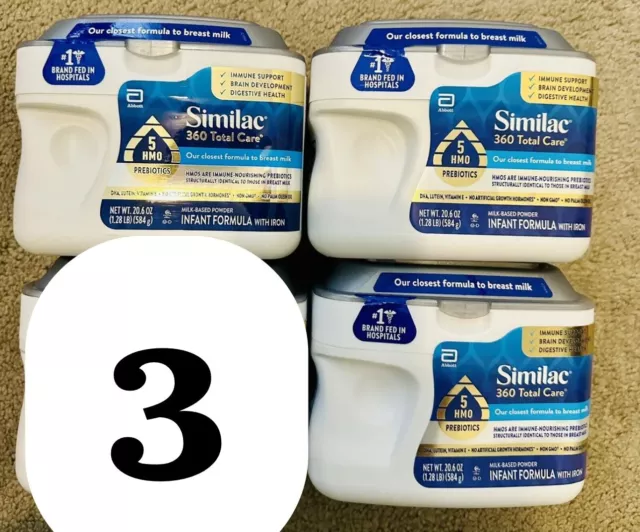 3 Tubs Similac 360 Total Care Infant Formula Powder -20.6 oz