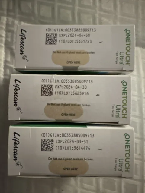 300 tiras reactivas para diabéticos de glucosa ultra sangre One Touch 3/24,4/24,4/24