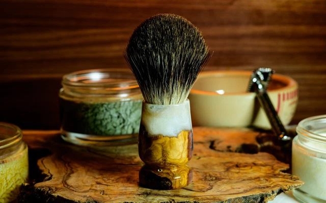 Pennello da Barba in legno di ulivo e resina nodo 28mm pelo High dense finest XX