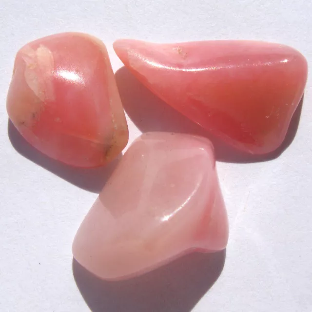 PINK OPAL Crystal Healing Polished Natural Gemstone Tumbled 3pc LOT