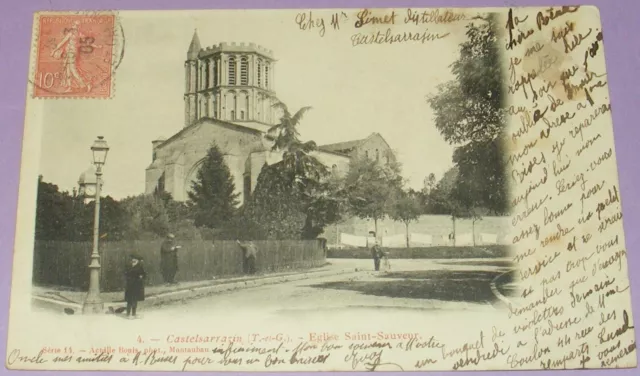 82/ Cpa Castelsarrasin -Eglise Saint-Sauveur-Carte Animée Écrite 1905 /B4678