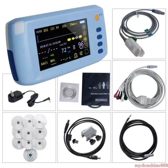 Portable Patient Monitor - Signs ECG NIBP Spo2 TEMP PR - LCD Touch Screen