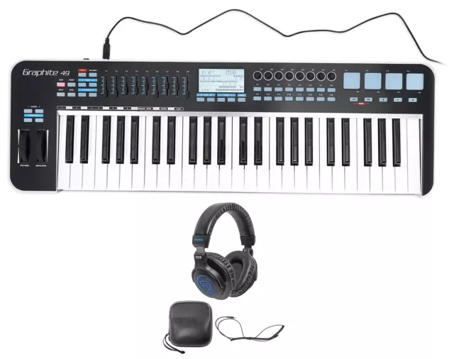 Samson Graphite 49 Key USB MIDI DJ Keyboard Controller w/ Fader/Pads+Headphones