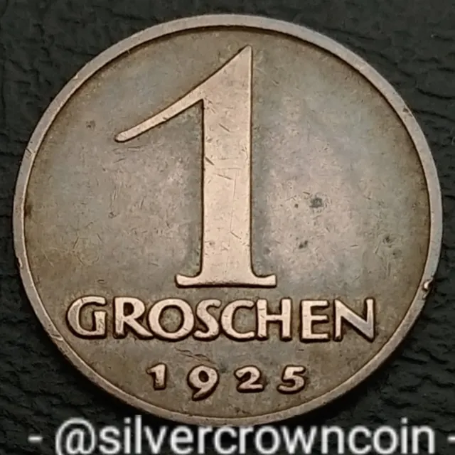 Austria 1 Groschen 1925. KM#2836. One Cent Penny coin. Eagle.
