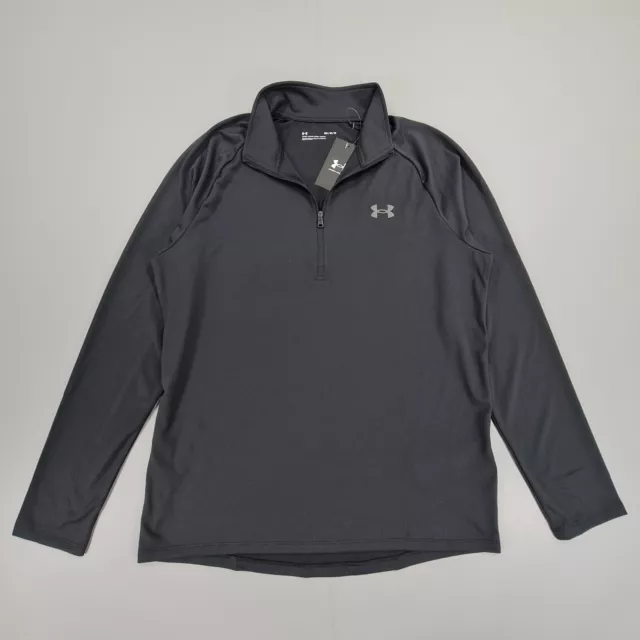 Under Armour Mens Tech Half Zip Top Black Medium Long Sleeve Running T Shirt