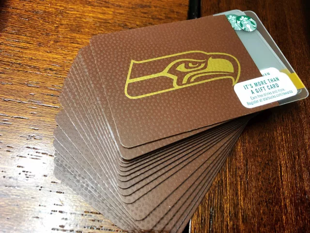 BRAND NEW OFFICIAL 2017-2018 Starbucks SEAHAWKS Gift Card FREE SHIPPING 12 MAN!