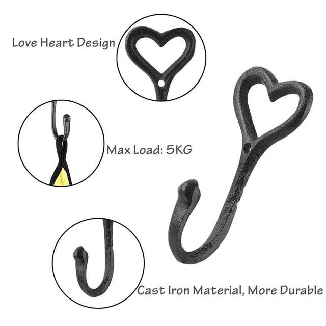 Premium Black Iron Hooks for Bathroom Kitchen Office Shabby Chic Style