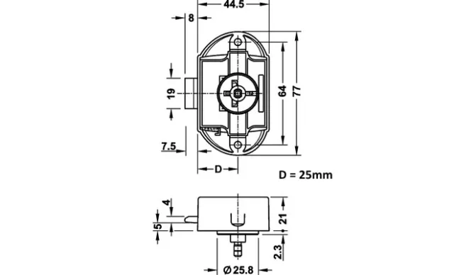 Möbelbauset 1 - 3x Push Lock groß (silber/vernickelt) + 6x Möbelscharnier 3