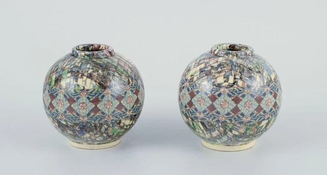 JEAN GERBINO FOR Vallauris, France. Pair of small round