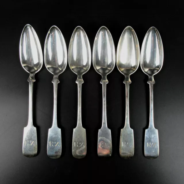 6 uralte Löffel aus Silber graviert Initialen EZ Silver Spoons 23,3cm 305g