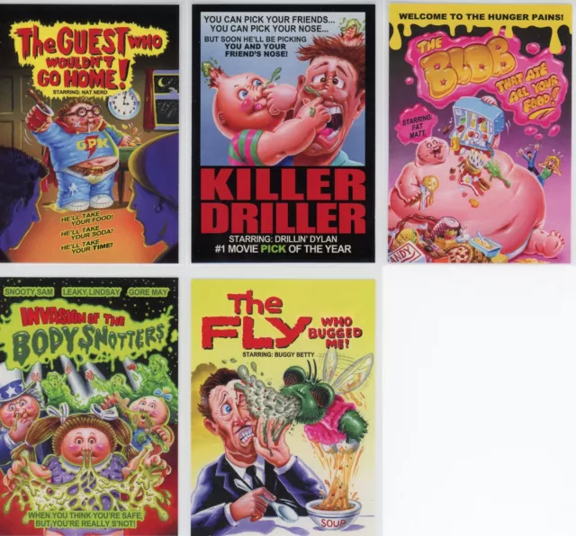 2015 Topps Garbage Pail Kids 30th Anniversary HORROR FILM Complete 5-Sticker Set