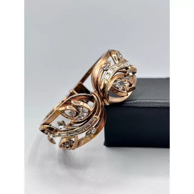 Trifari Clamper Bracelet Alfred Philippe Design Gold Tone & Clear Rhinestones