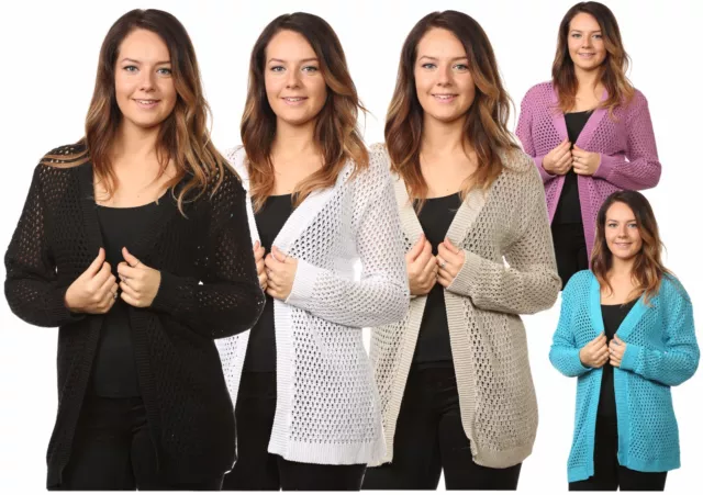 New Plus Ladies Women’s Cardigans Mesh Knitted Full Sleeves Top Jumpers 16 to 26