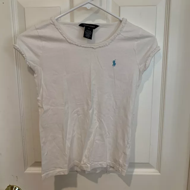 POLO Ralph Lauren White Crew Neck Tee T-Shirt Girls Size 6x  Short Sleeve Top